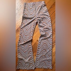 Urban Outfitters Brown Gray Striped Bell Bottom Pants XS